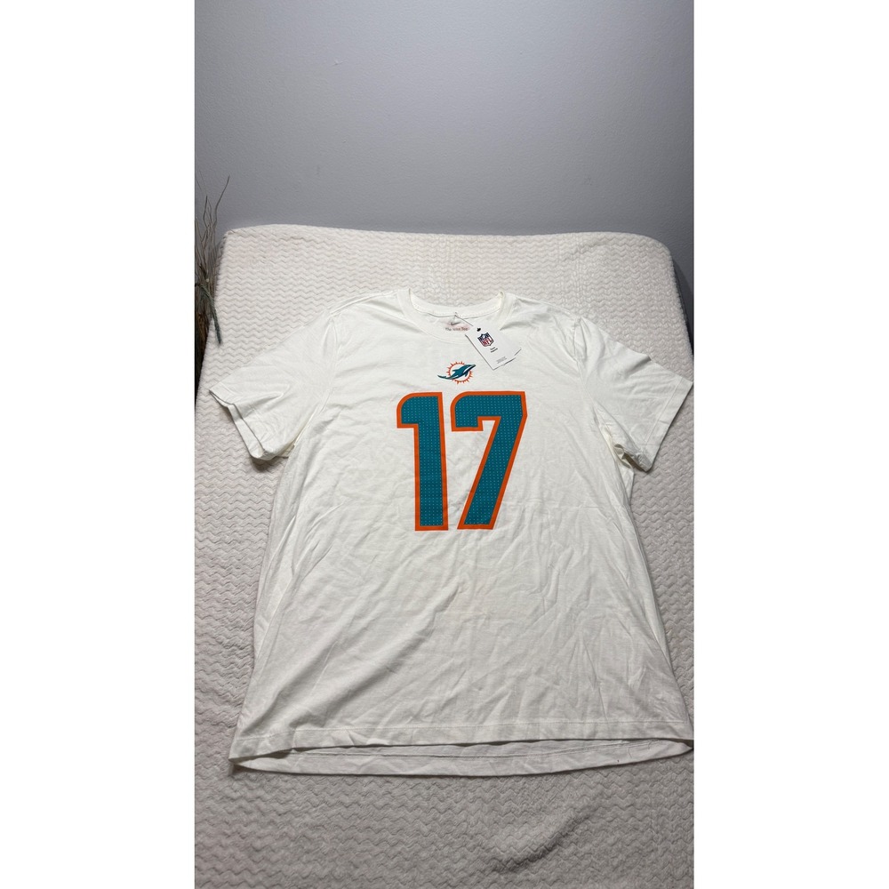 Nike Miami Dolphins Jaylen Waddle 17 Name & Number Tee White XXL N199-10A-9PF